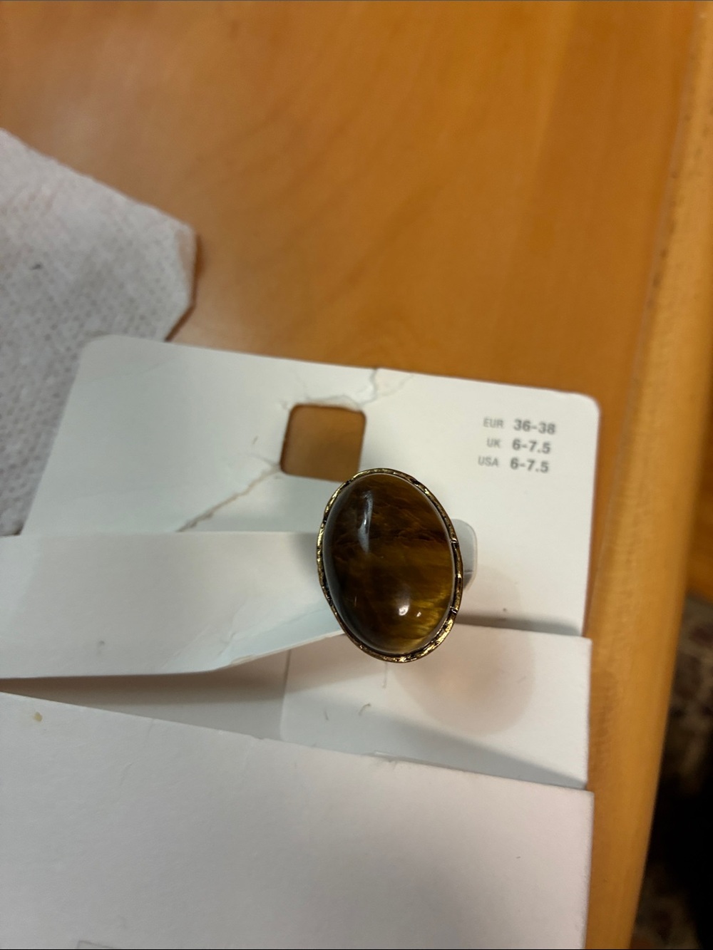 Zara Brown Tiger's Eye Oval Ring with Gold-Tone Setting